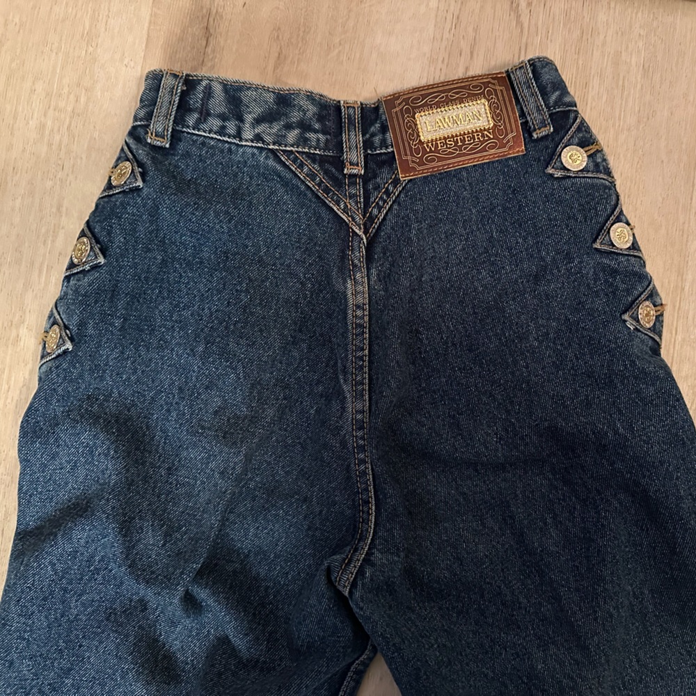 Vintage Lawman Studded Western Dark Wash No Pocket Straight Leg Jeans